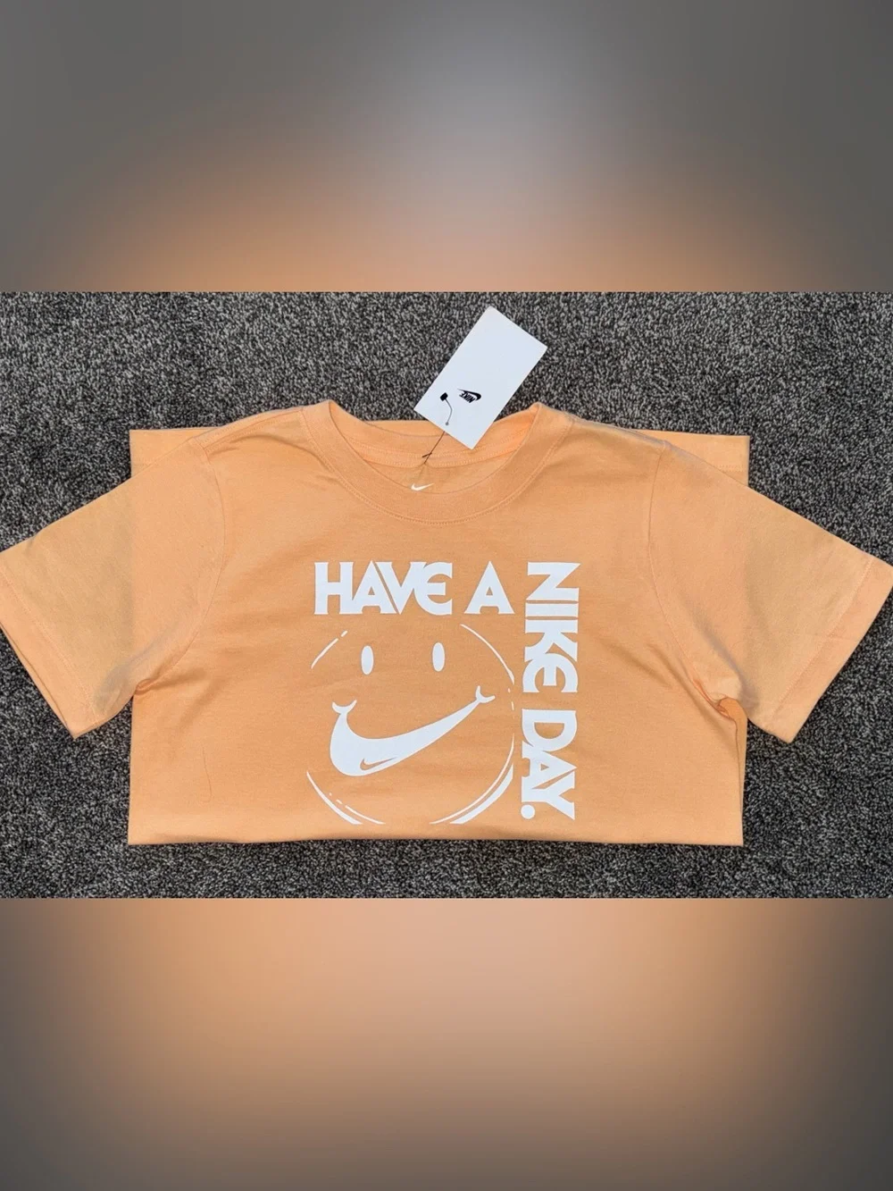 Nike Peach Short Sleeve Tee | White 'Have A Nike Day' Graphic | *NWT | LG |